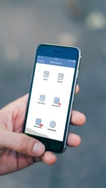 Mobiltelefon mit Abfall-App des Landkreises Karlsruhe Mobiltelefon mit Abfall-App des Landkreises Karlsruhe